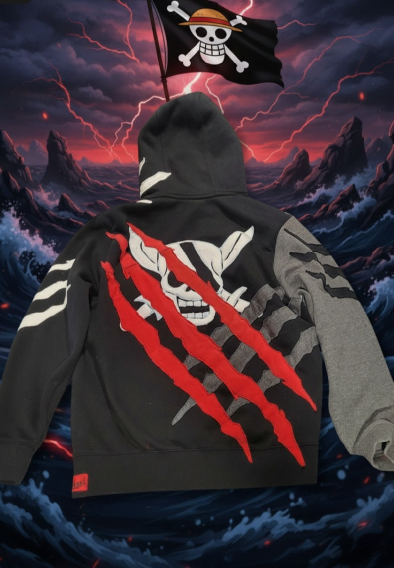 Upcycled pirate anime hoodie