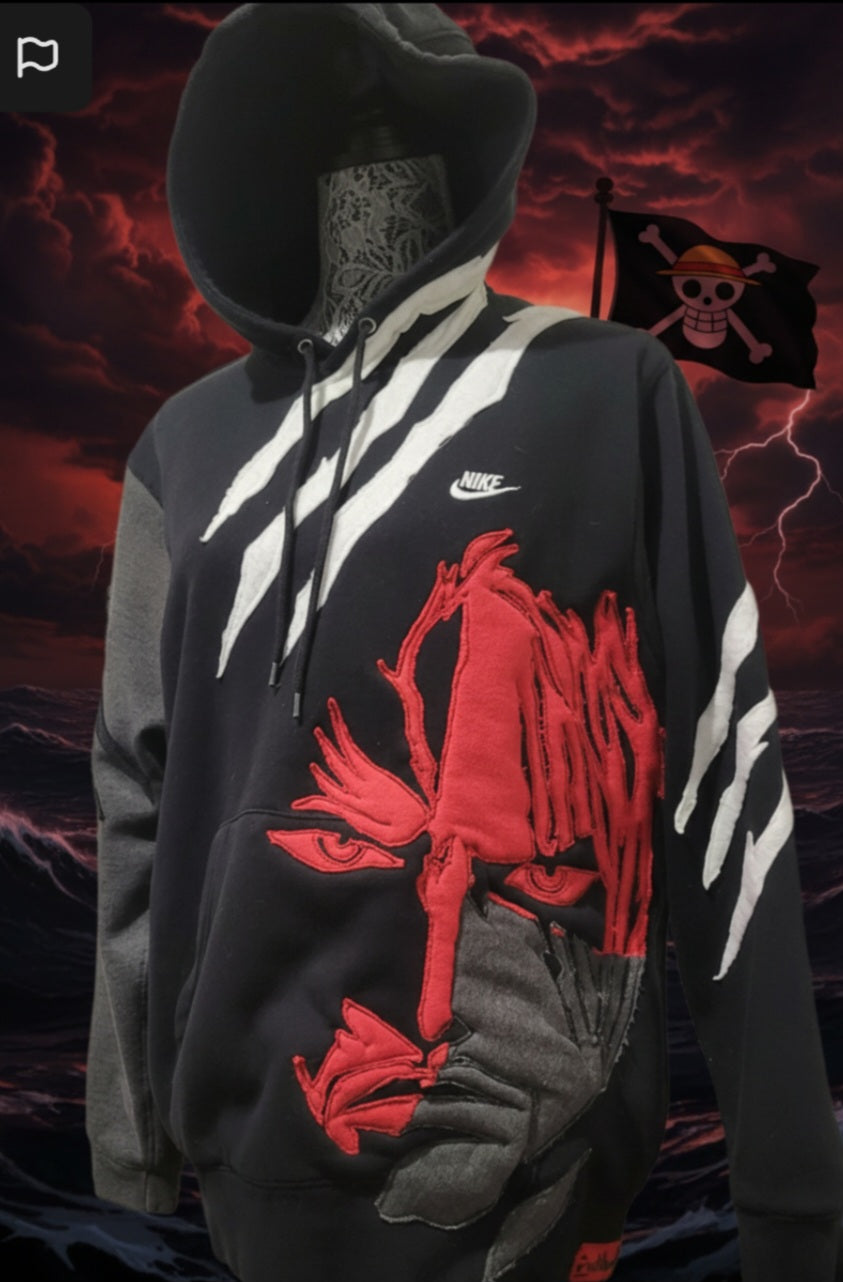 Upcycled pirate anime hoodie