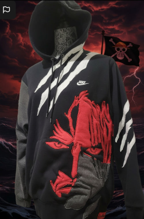 Upcycled pirate anime hoodie