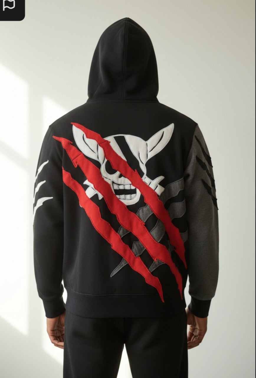 Upcycled pirate anime hoodie